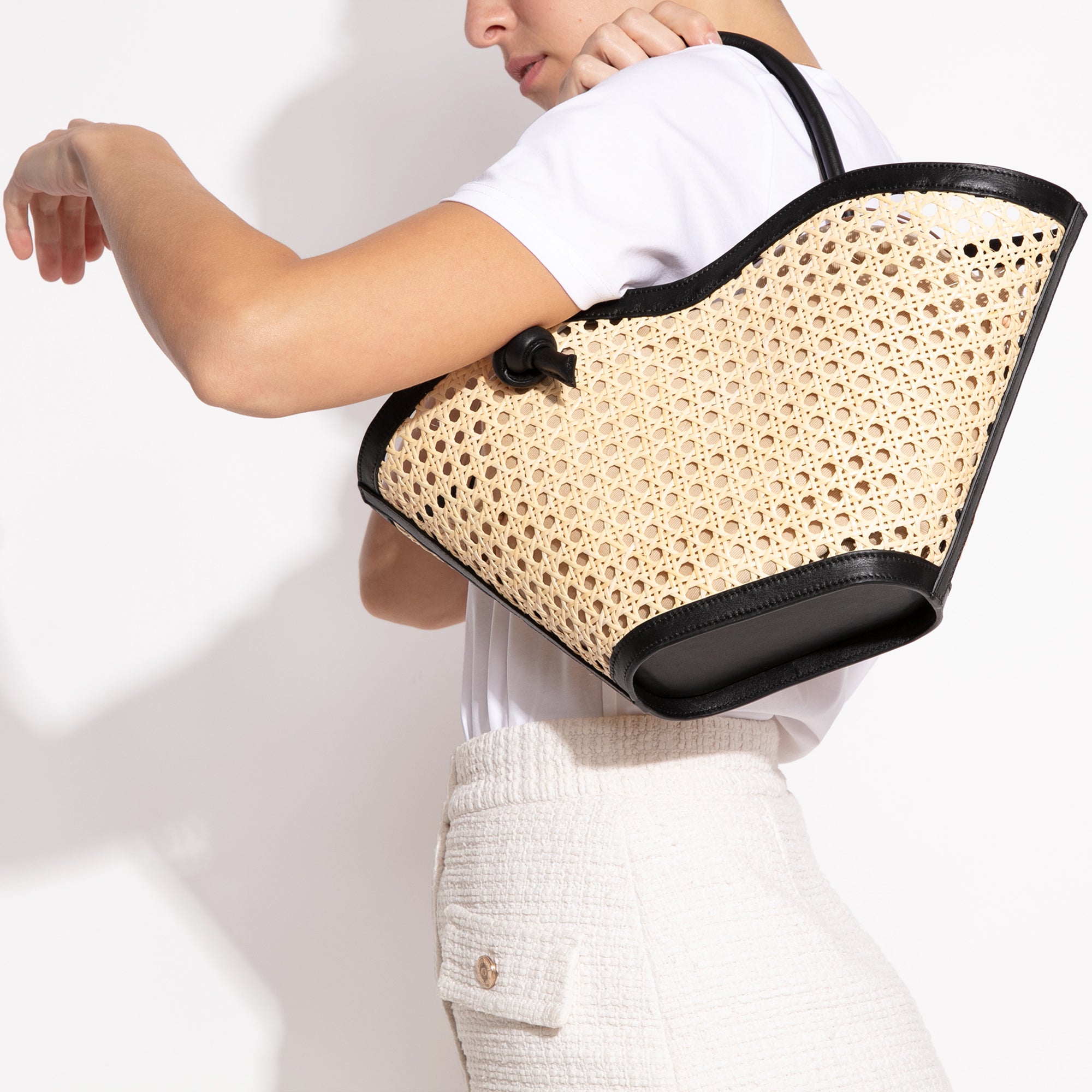 Small Cella Bag in Rattan and Leather - FOLKLORE THE LABEL
