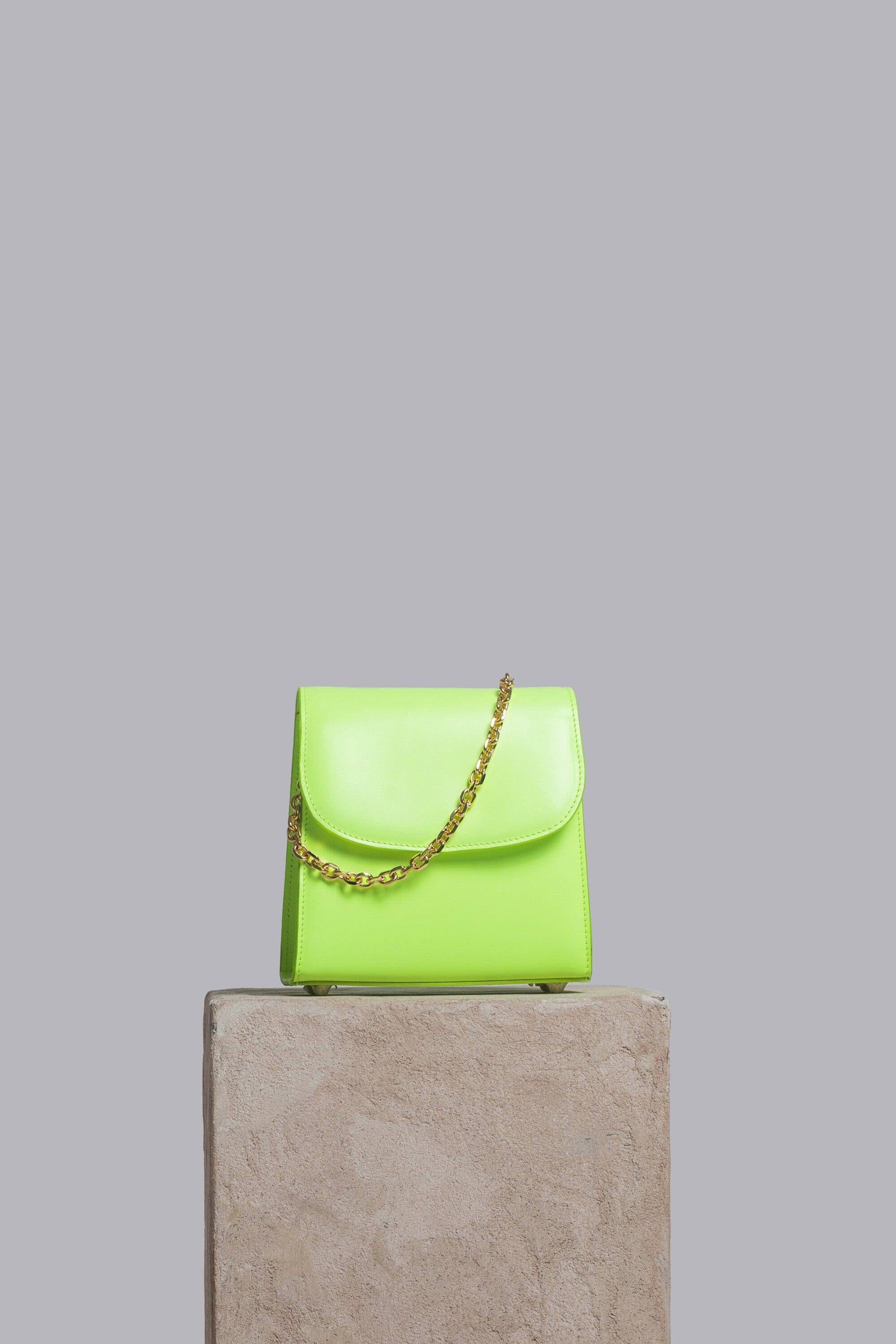 Loop Bag in Neon Leather Handbags Folklore the label NEON YELLOW
