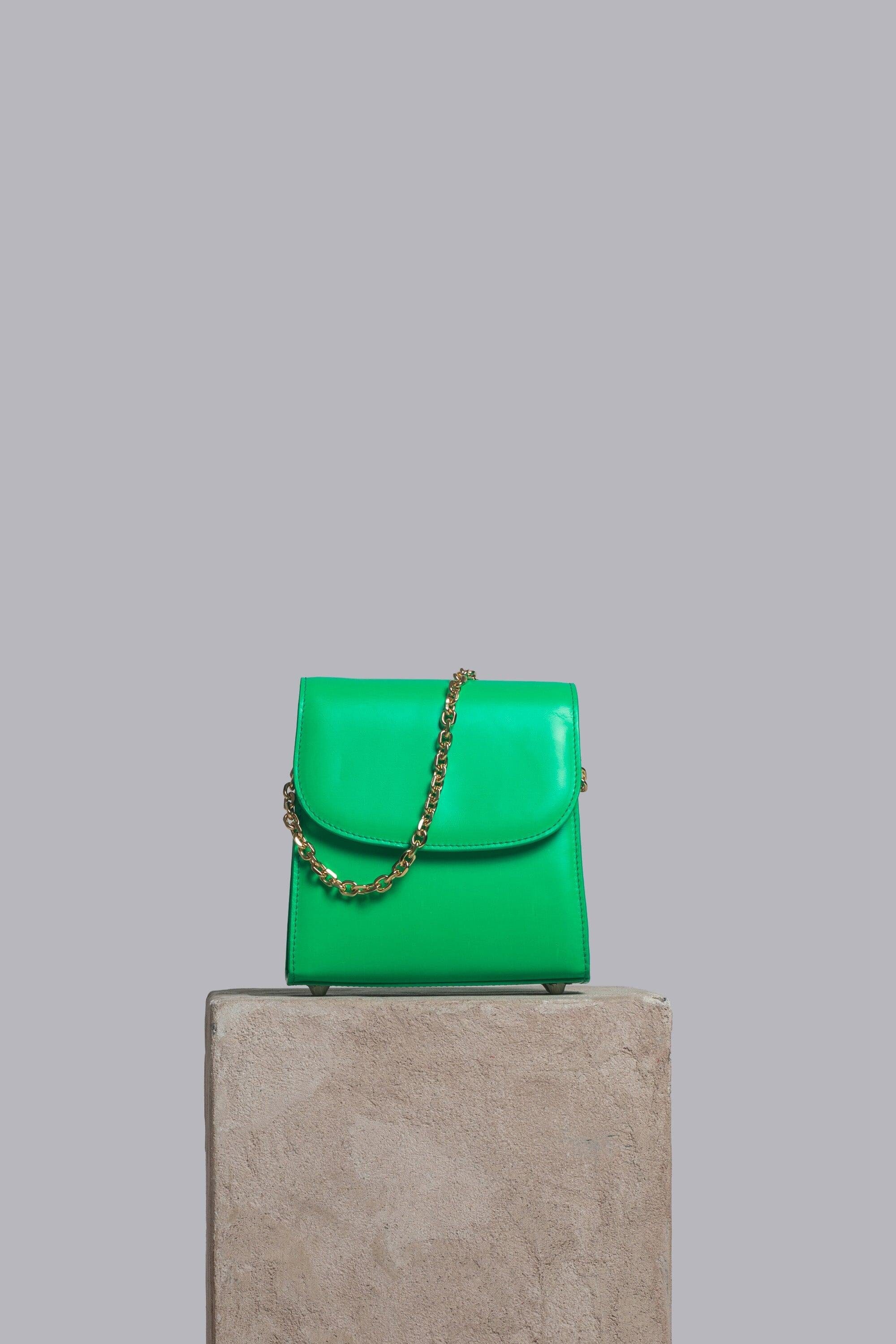 Loop Bag in Neon Leather Handbags Folklore the label NEON GREEN 